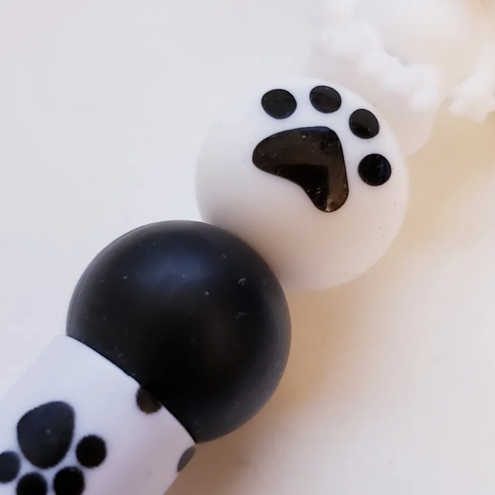 Handmade Paw Print 3D Snoopy Beaded Silicone Focal Bead Pen